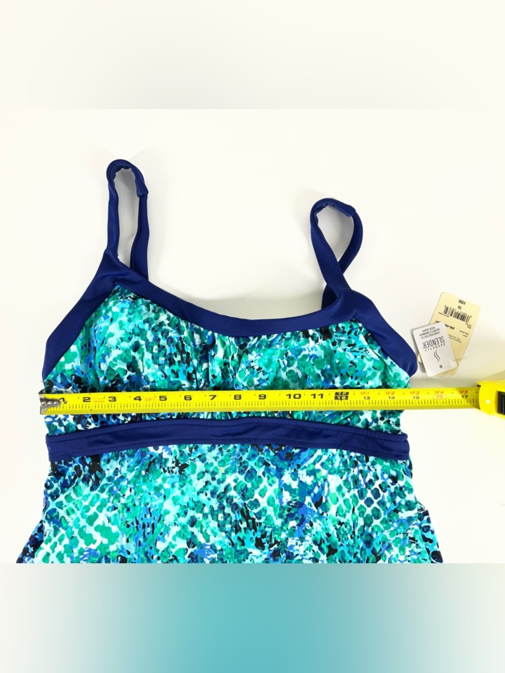 St. John’s Bay‎ Women’s Secretly Slender Blue Swim Dress Size 16 One Piece - Picture 7 of 12